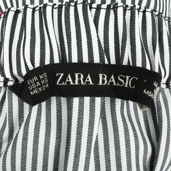Zara Top Womens XS White Gray Stripe Blouse Embroidered Butterflies Whimsy Boho - Picture 4 of 16